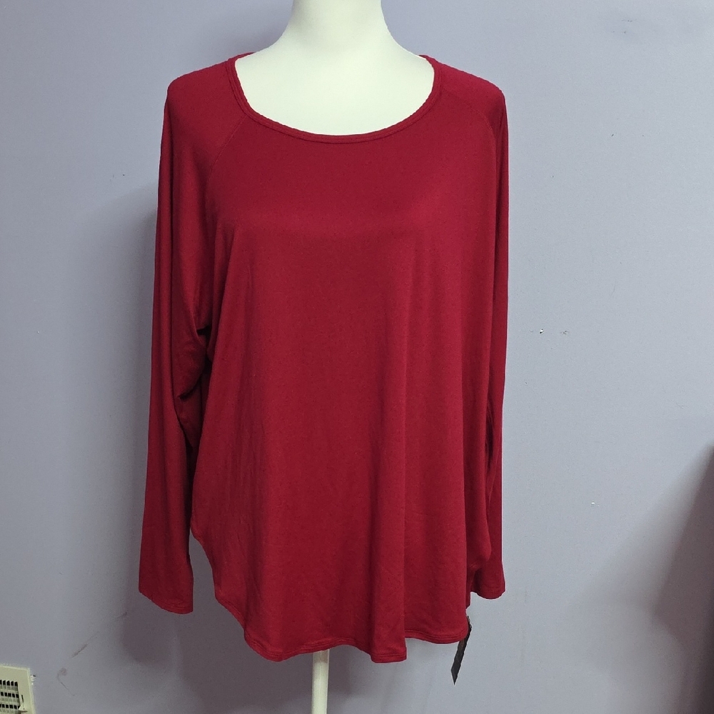 Ideology Long Sleeve Scoop Neck Top‎ - Cranberry Red